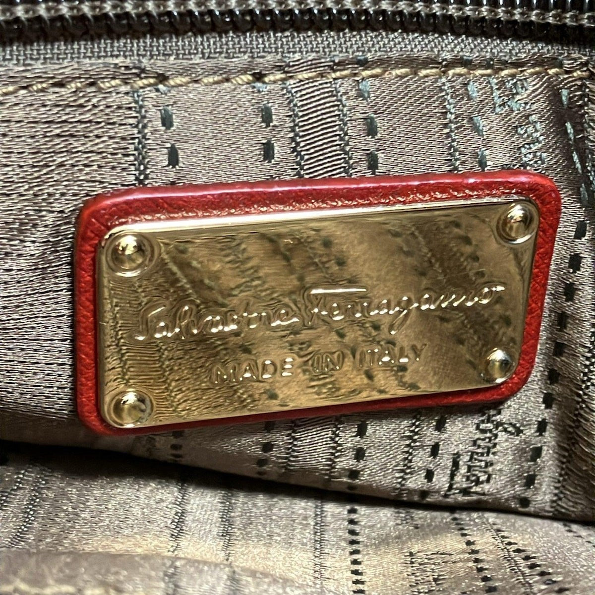 Salvatore Ferragamo Hand Bag Tote Purse Gancini Leather Bordeaux Authentic