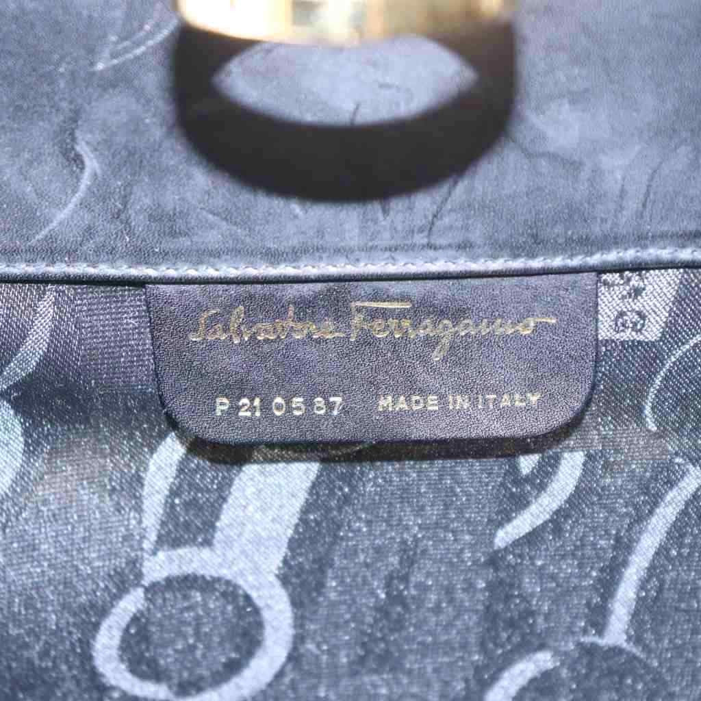 Salvatore Ferragamo Shoulder Bag Purse Chain Gancini Leather Black Authentic
