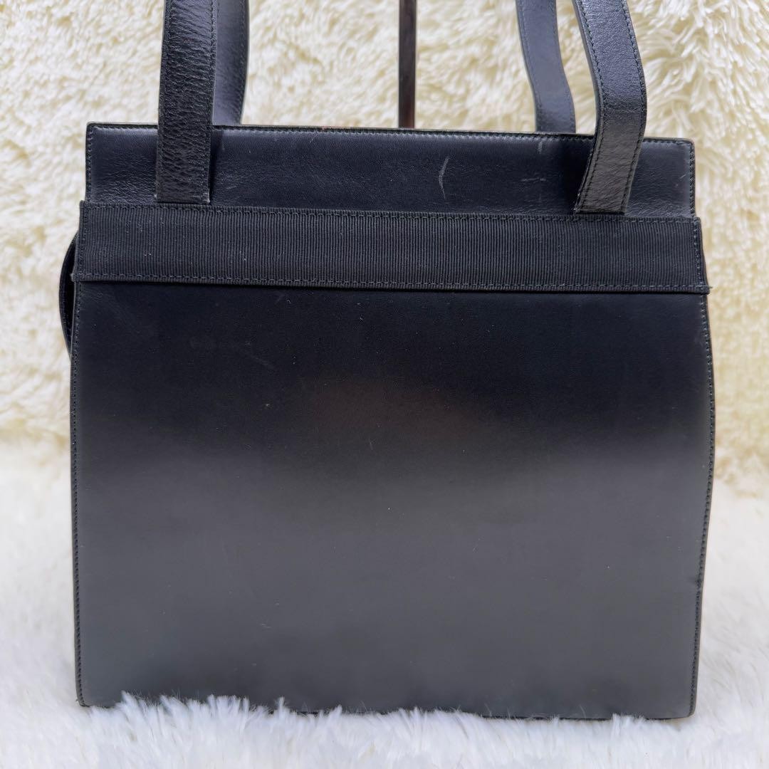 Salvatore Ferragamo Hand Bag Tote Purse Vara Leather Black Authentic