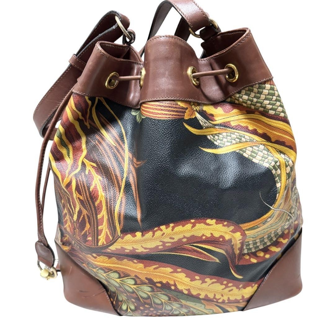Salvatore Ferragamo Shoulder Bag Purse PVC Leather Multicolor Authentic