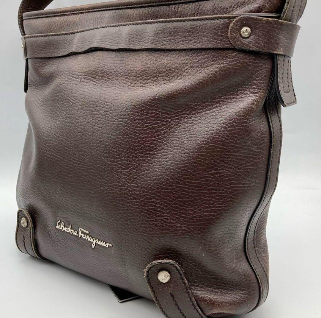 Salvatore Ferragamo Shoulder Bag Purse Brown Authentic