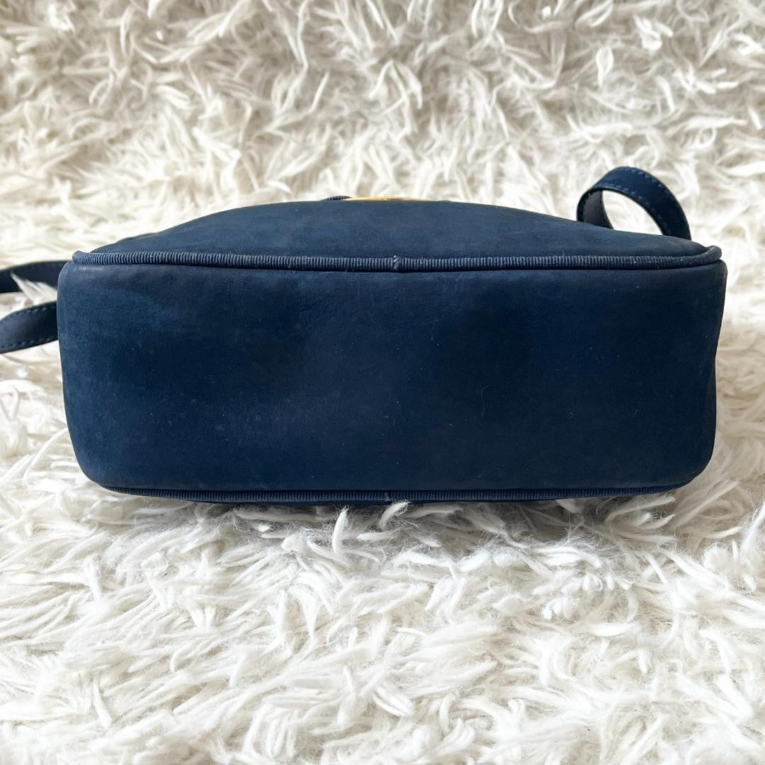 Salvatore Ferragamo Shoulder Bag Purse Vara Navy Authentic