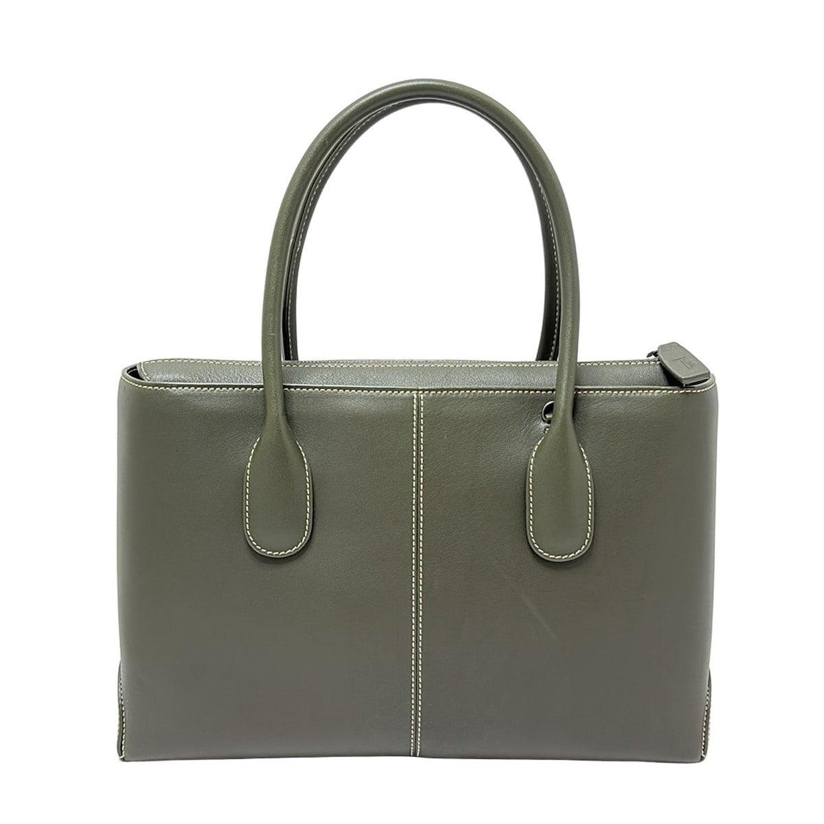 TOD'S Hand Bag Tote Purse Leather Khaki Gray Authentic
