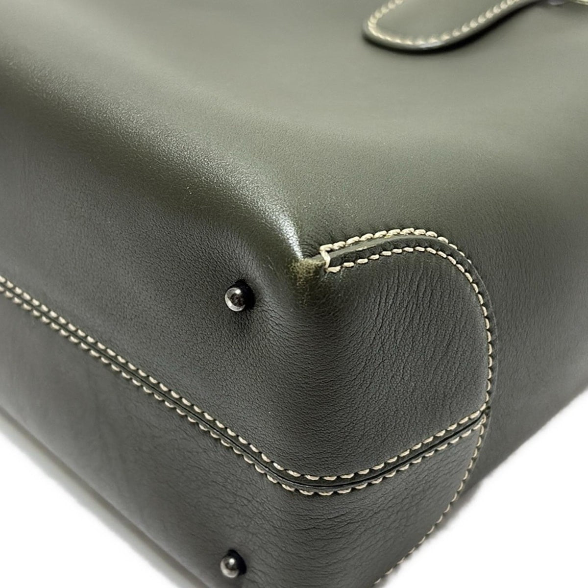 TOD'S Hand Bag Tote Purse Leather Khaki Gray Authentic