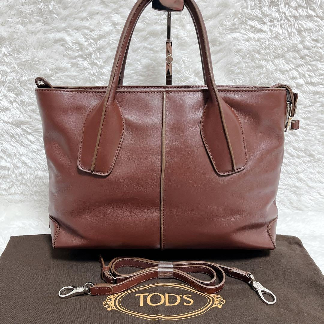 TOD'S Hand Shoulder Bag Tote Purse 2way D-Styling Leather Bordeaux Authentic