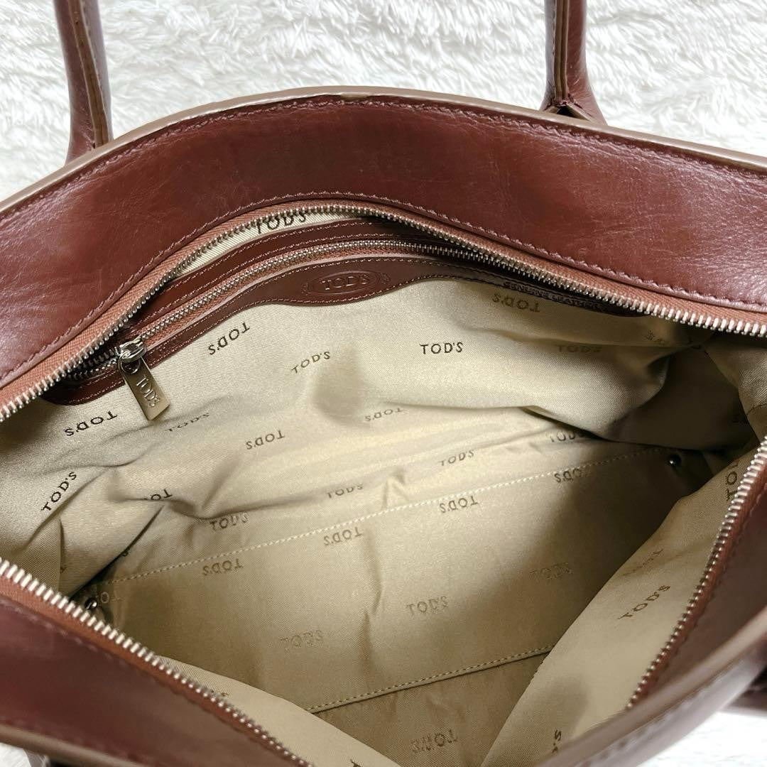 TOD'S Hand Shoulder Bag Tote Purse 2way D-Styling Leather Bordeaux Authentic