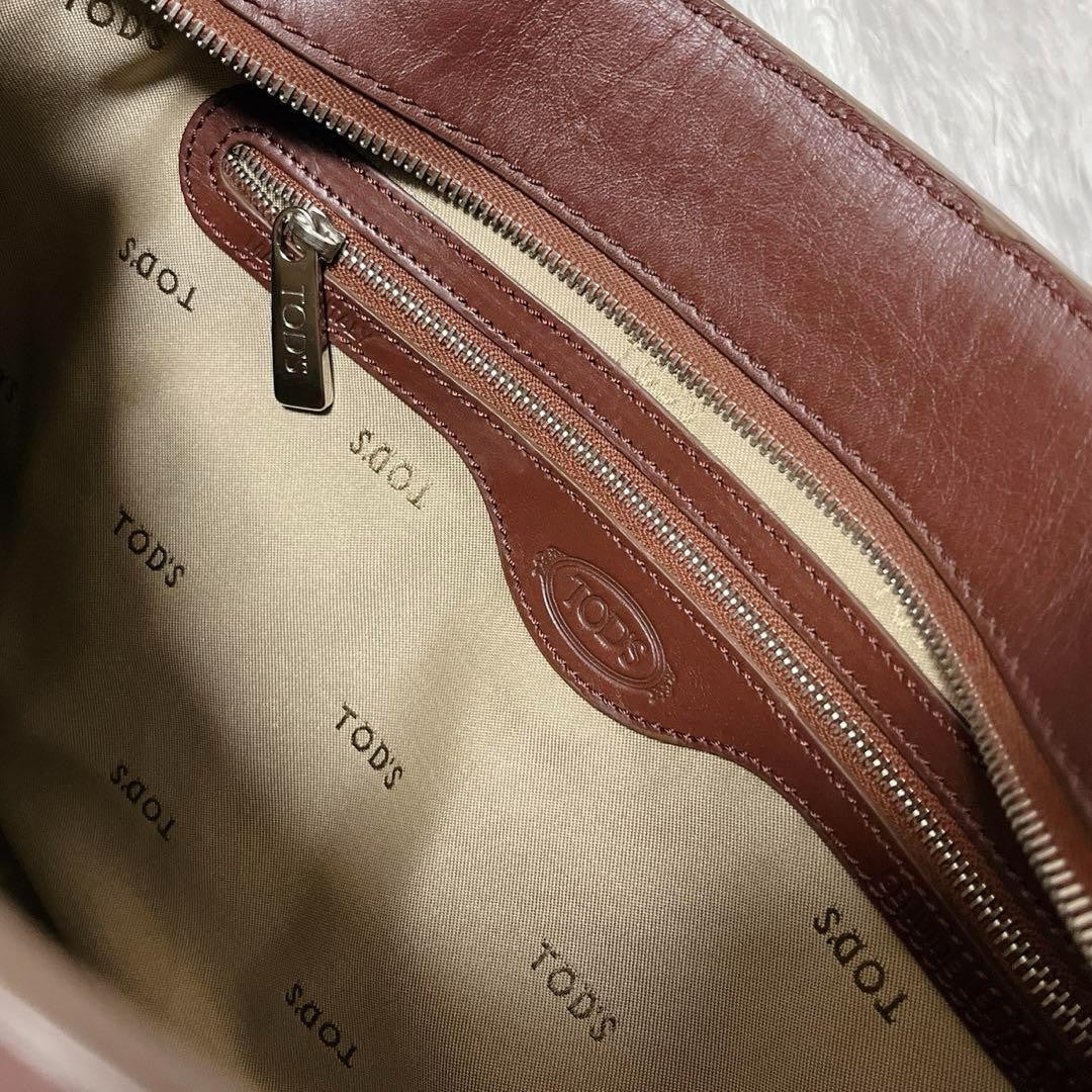 TOD'S Hand Shoulder Bag Tote Purse 2way D-Styling Leather Bordeaux Authentic