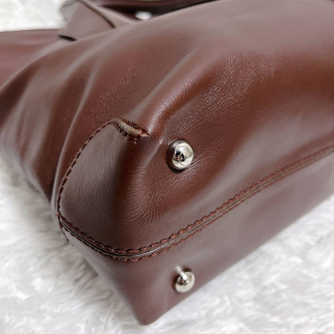 TOD'S Hand Shoulder Bag Tote Purse 2way D-Styling Leather Bordeaux Authentic