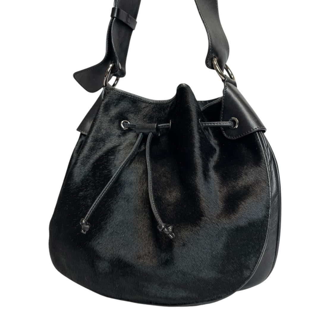 TOD'S Shoulder Bag Purse Leather Black Authentic