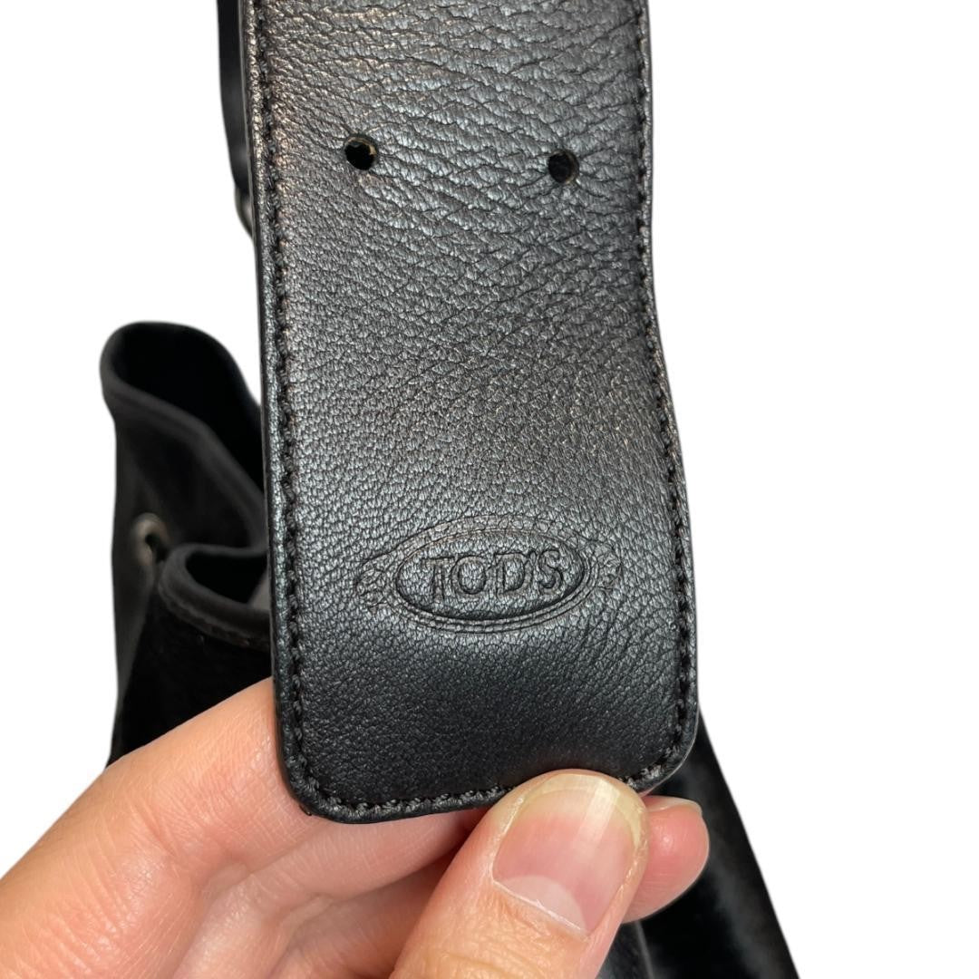 TOD'S Shoulder Bag Purse Leather Black Authentic