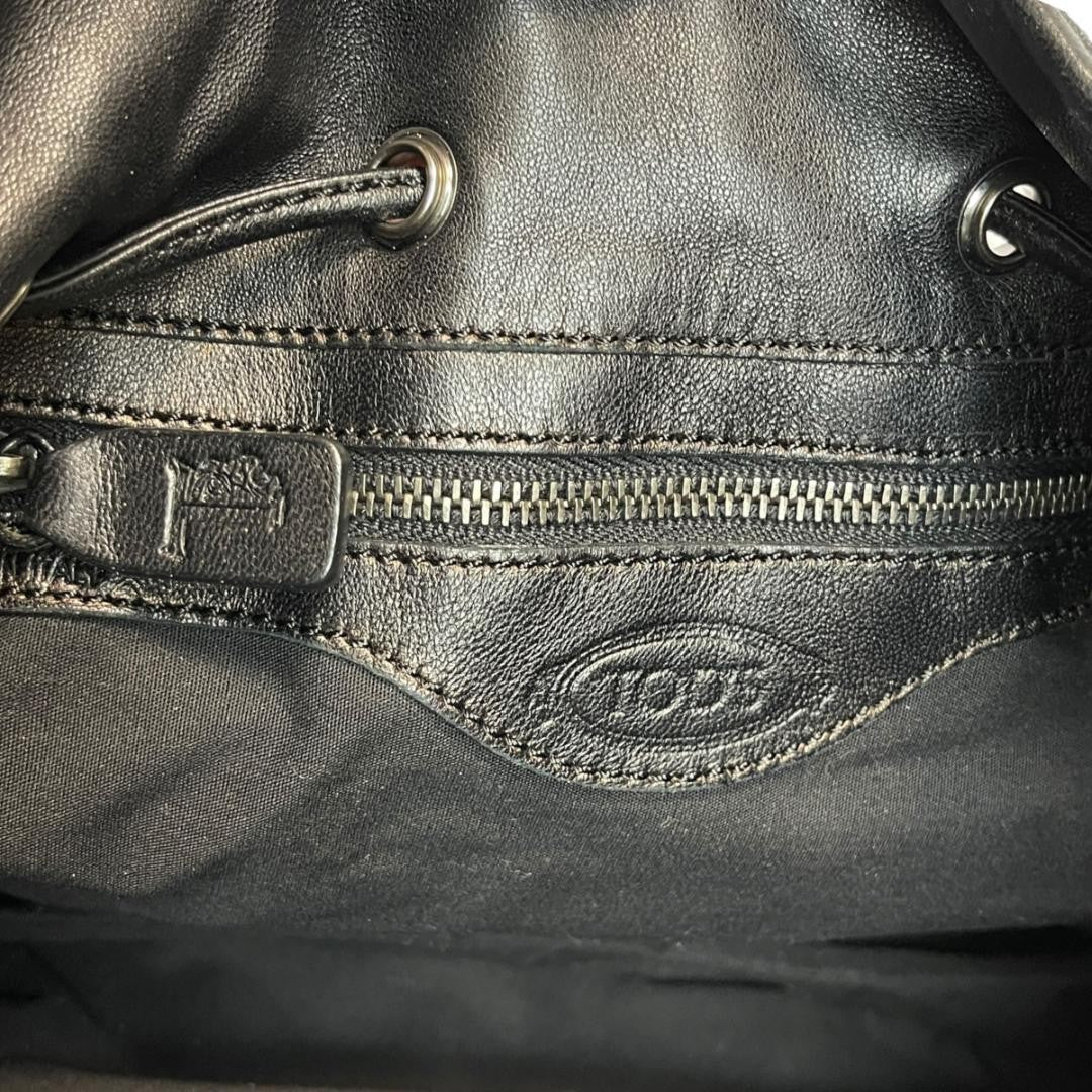 TOD'S Shoulder Bag Purse Leather Black Authentic