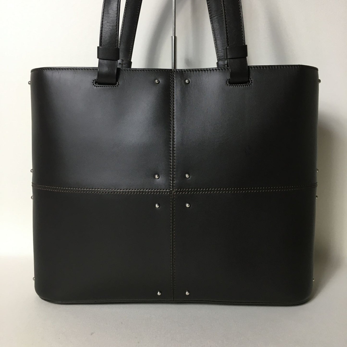 TOD'S Hand Bag Tote Purse Leather Dark Brown Authentic