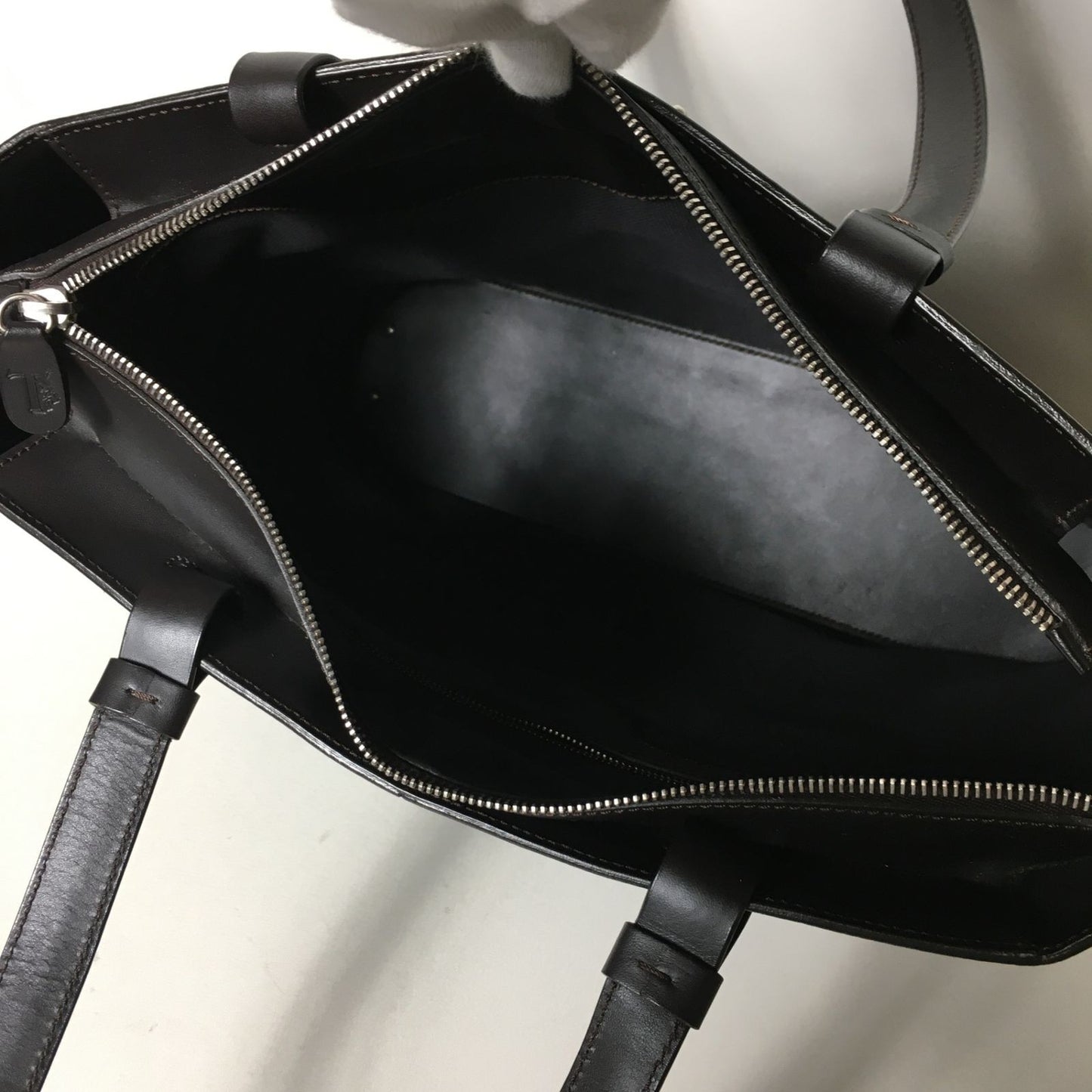 TOD'S Hand Bag Tote Purse Leather Dark Brown Authentic