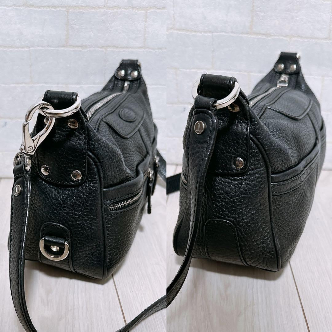 TOD'S Shoulder Bag Purse Leather Black Authentic