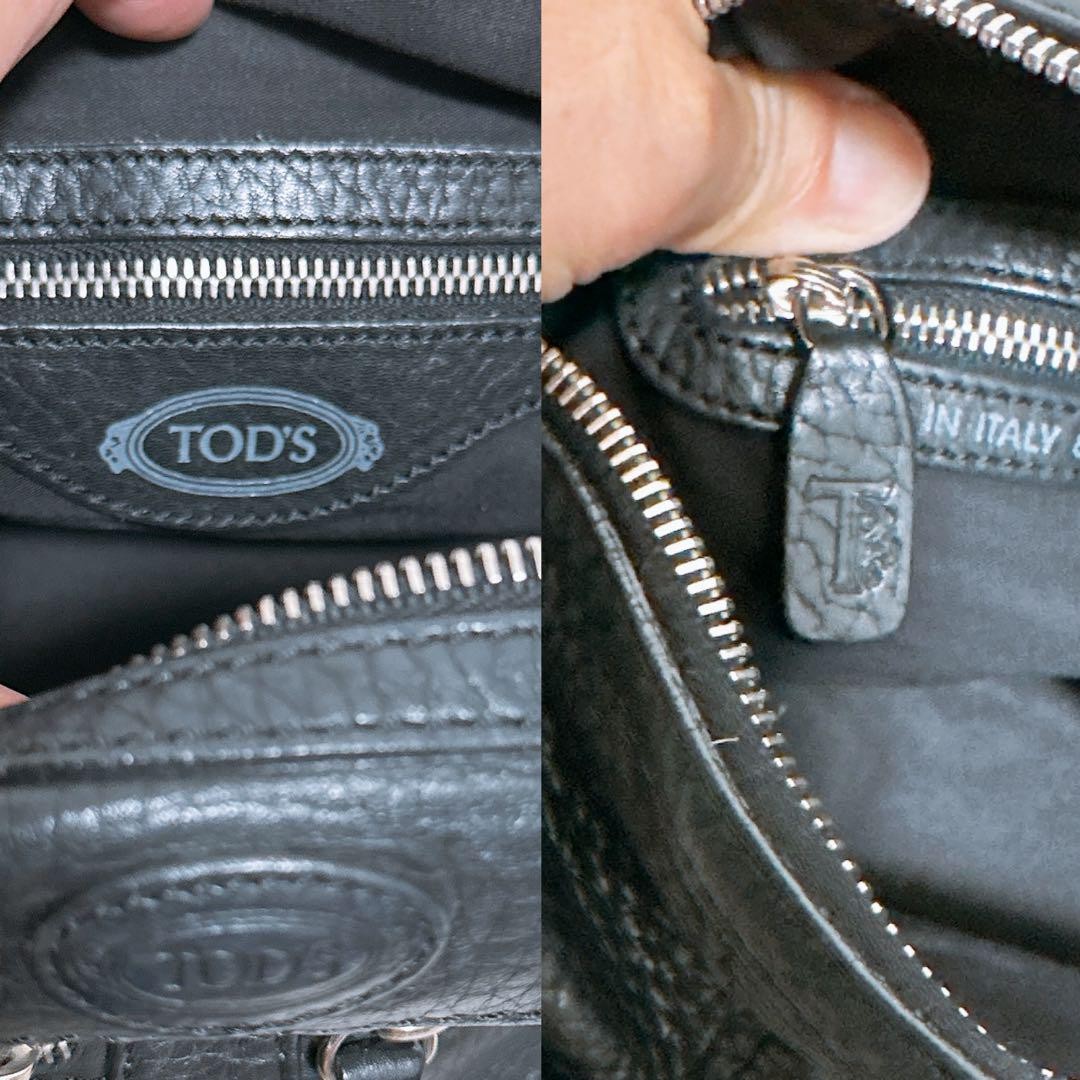 TOD'S Shoulder Bag Purse Leather Black Authentic