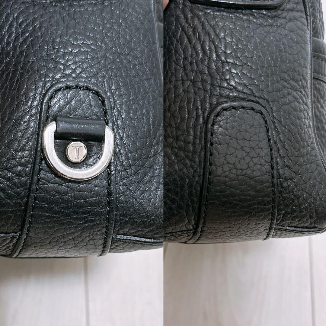 TOD'S Shoulder Bag Purse Leather Black Authentic