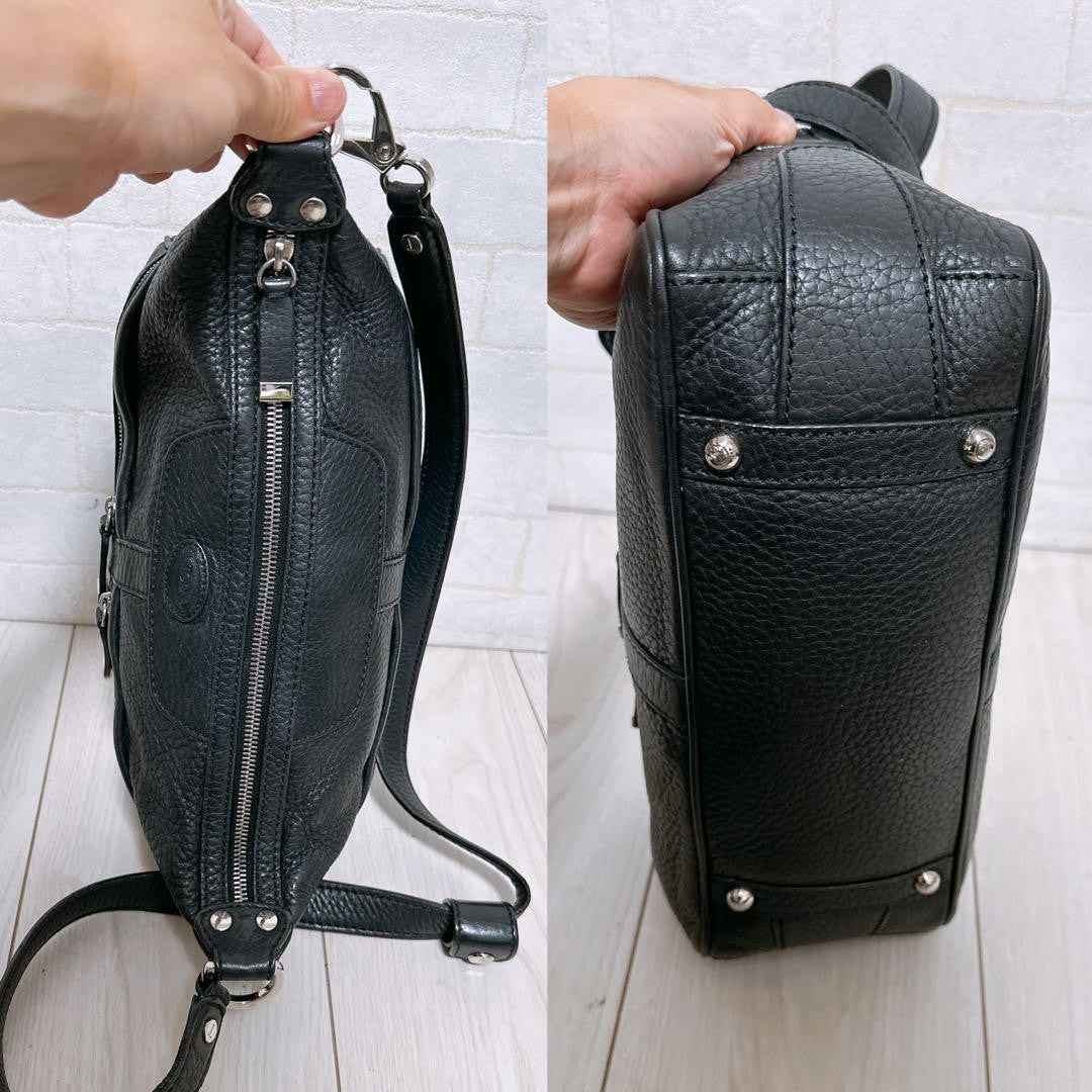 TOD'S Shoulder Bag Purse Leather Black Authentic