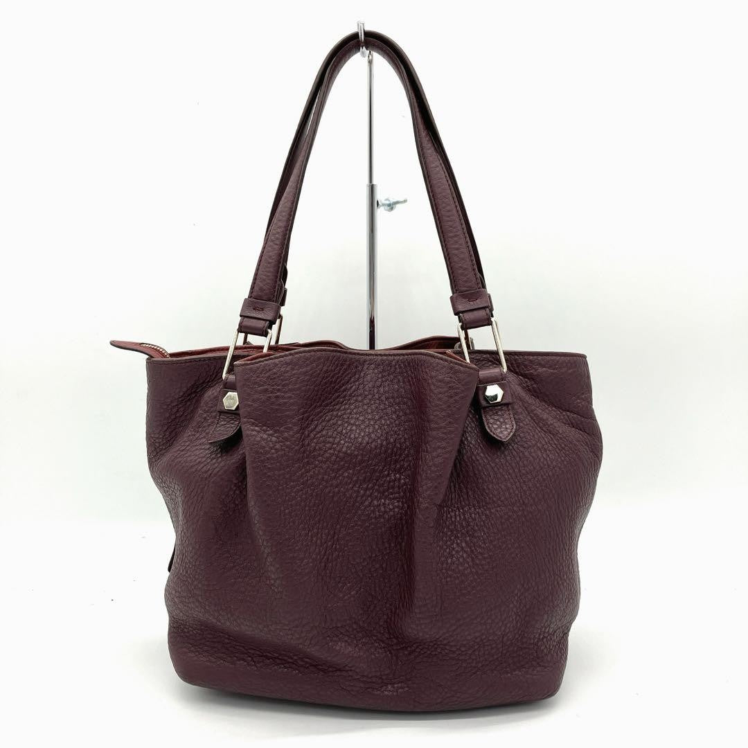 TOD'S Hand Bag Tote Purse Leather Purple Authentic