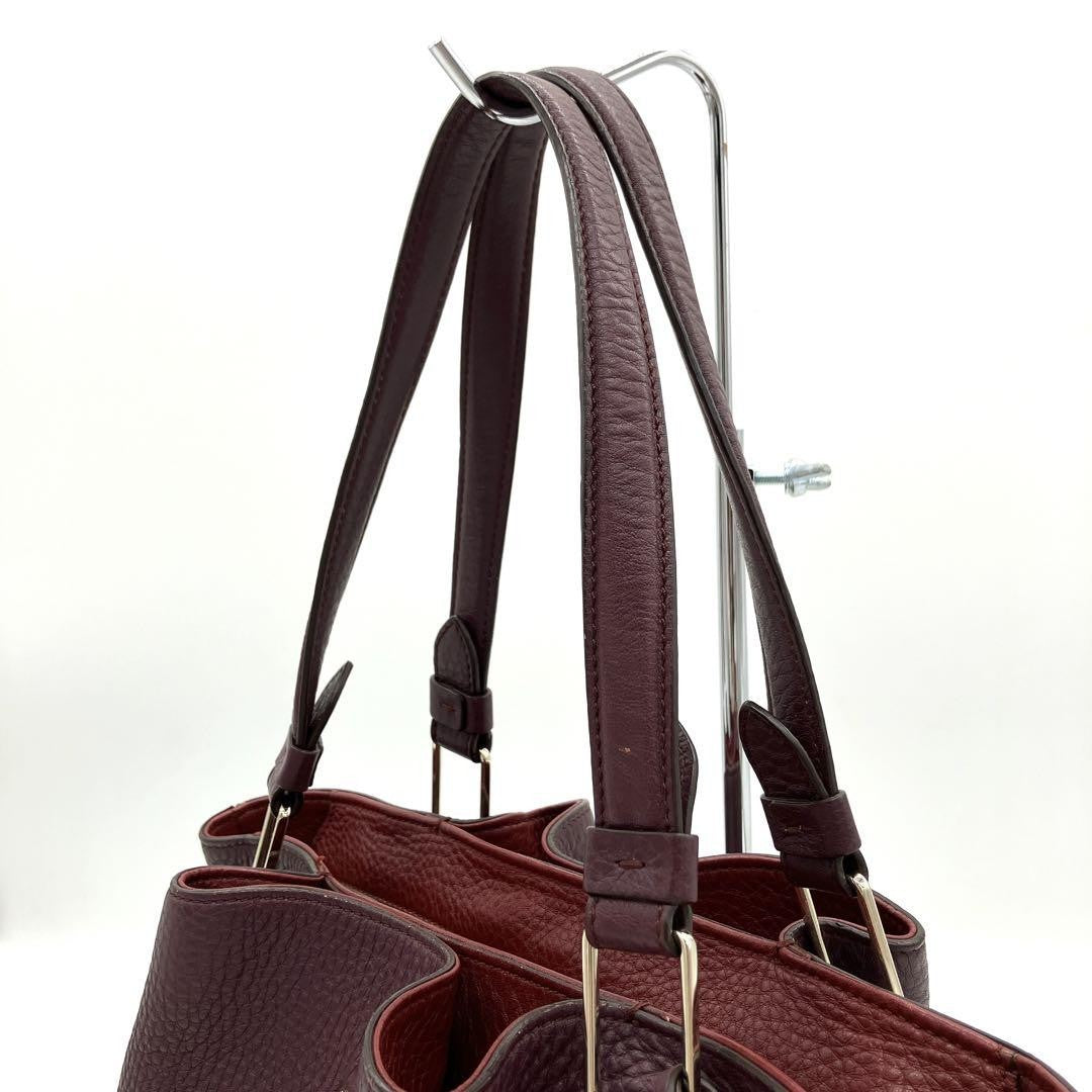TOD'S Hand Bag Tote Purse Leather Purple Authentic