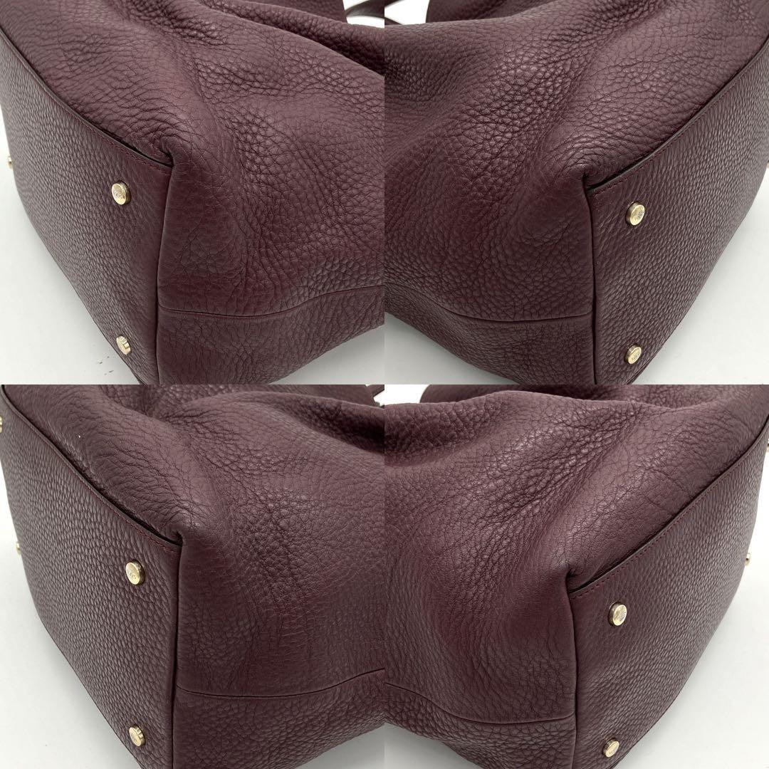 TOD'S Hand Bag Tote Purse Leather Purple Authentic
