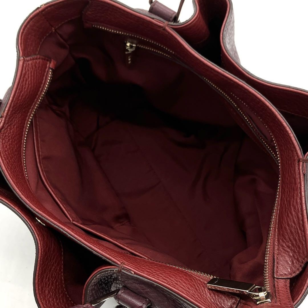 TOD'S Hand Bag Tote Purse Leather Purple Authentic