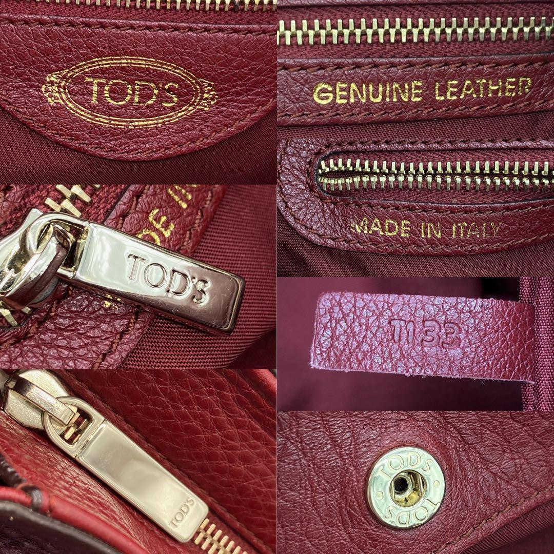 TOD'S Hand Bag Tote Purse Leather Purple Authentic