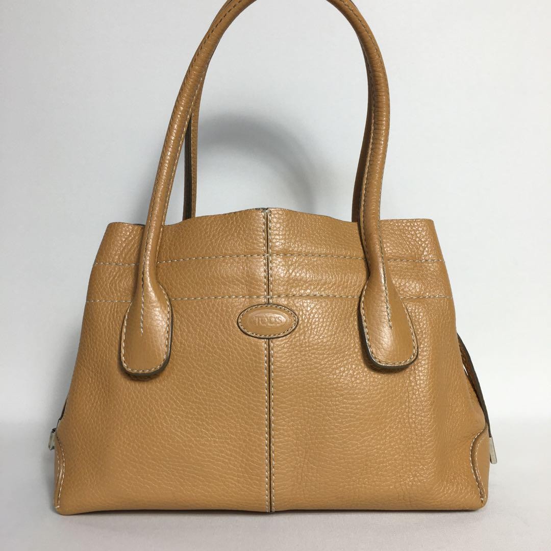 TOD'S Hand Bag Tote Purse Leather Brown Authentic