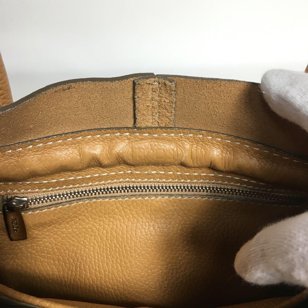 TOD'S Hand Bag Tote Purse Leather Brown Authentic