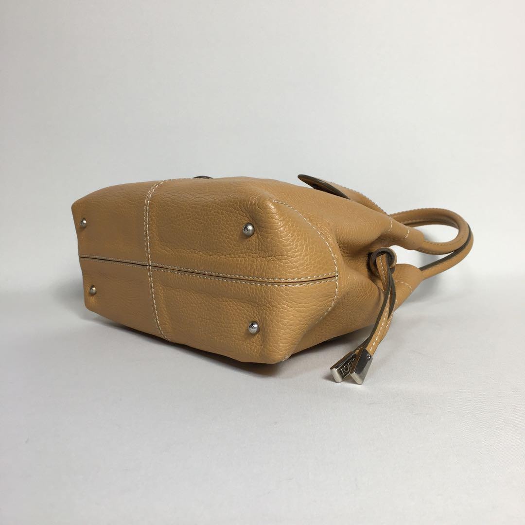 TOD'S Hand Bag Tote Purse Leather Brown Authentic
