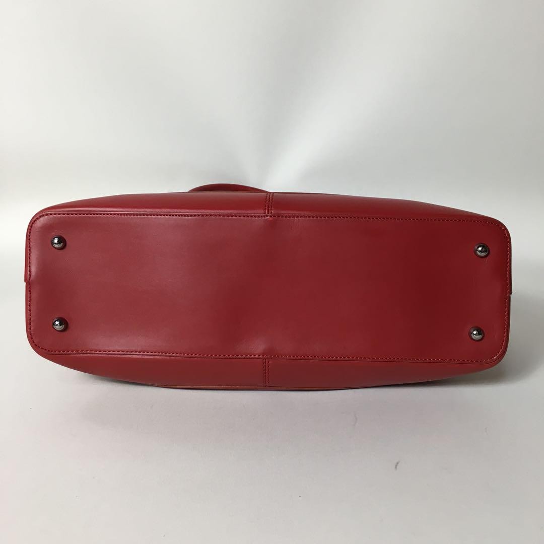 TOD'S Hand Bag Tote Purse Leather Red Authentic
