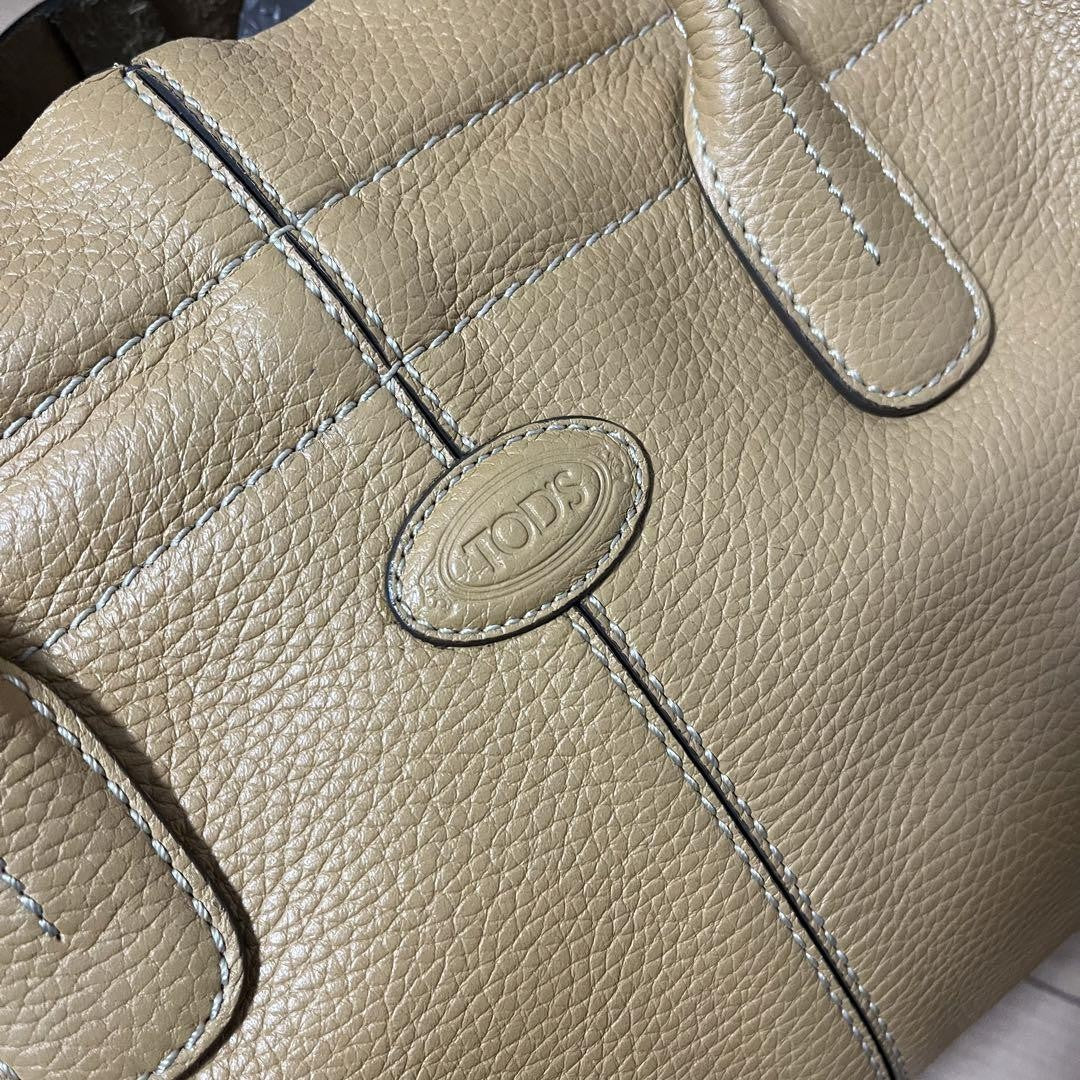 TOD'S Hand Bag Tote Purse D Bag Leather Camel Authentic