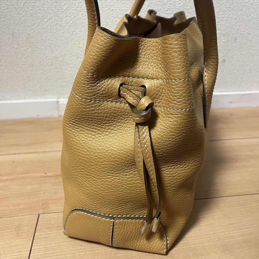 TOD'S Hand Bag Tote Purse D Bag Leather Camel Authentic