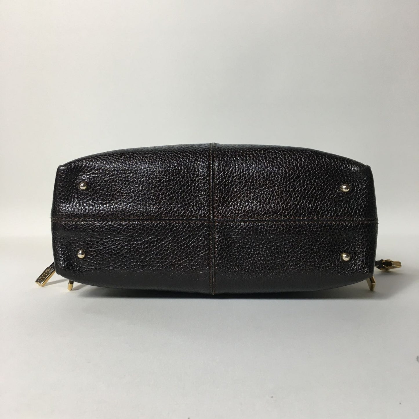 TOD'S Hand Bag Tote Purse Leather Dark Brown Authentic