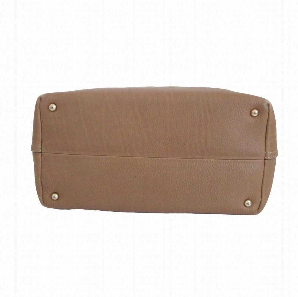 TOD'S Hand Bag Tote Purse Leather Beige Authentic