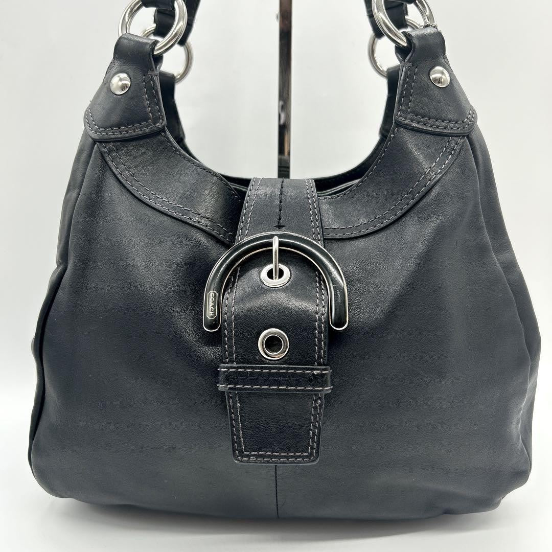 COACH Hand Shoulder Bag Tote Purse Leather Black Authentic