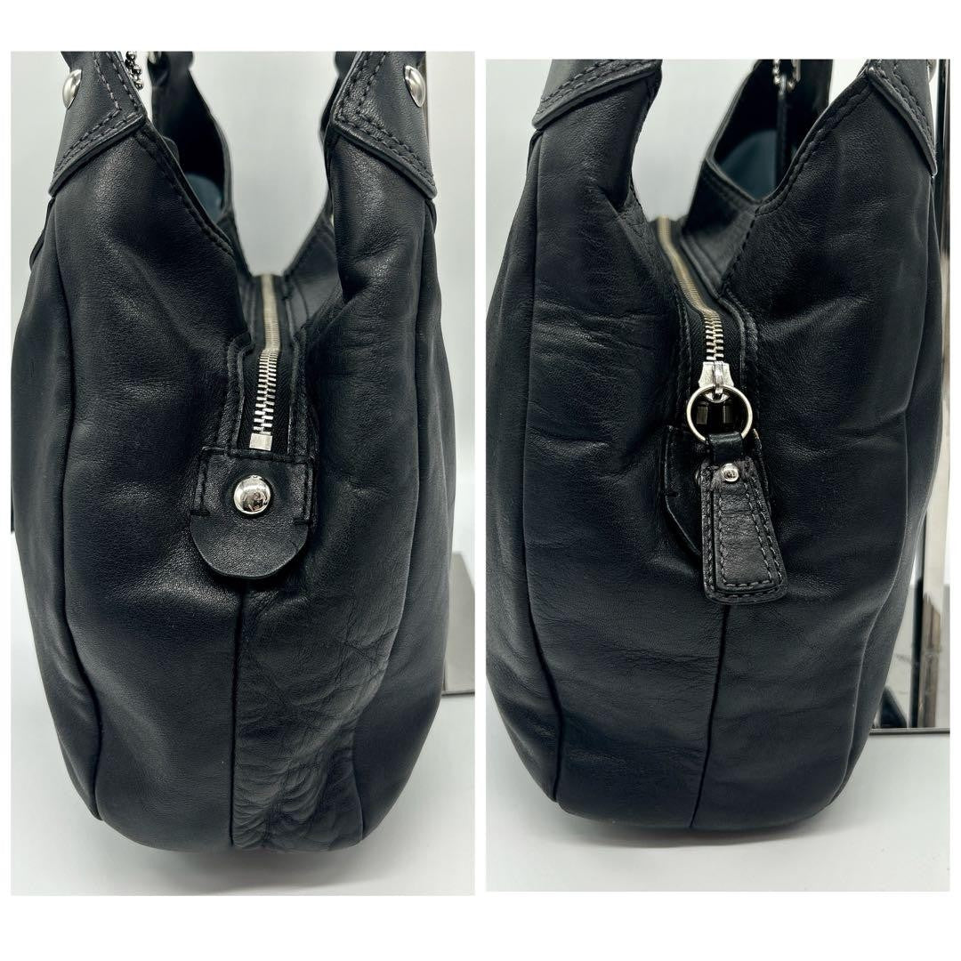 COACH Hand Shoulder Bag Tote Purse Leather Black Authentic