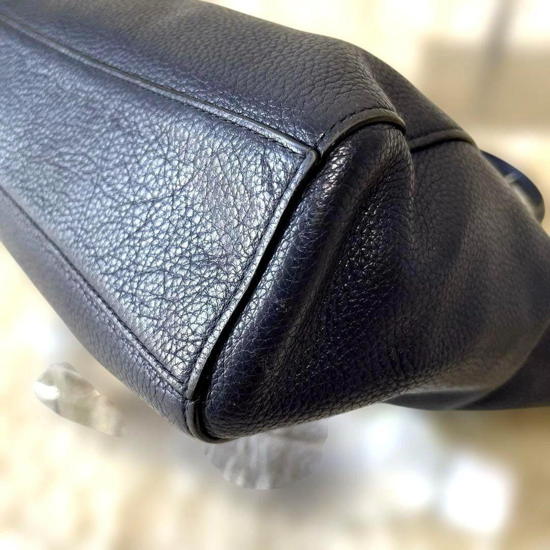 COACH Hand Shoulder Bag Tote Purse 2way 79997 Leather Dark Navy Authentic