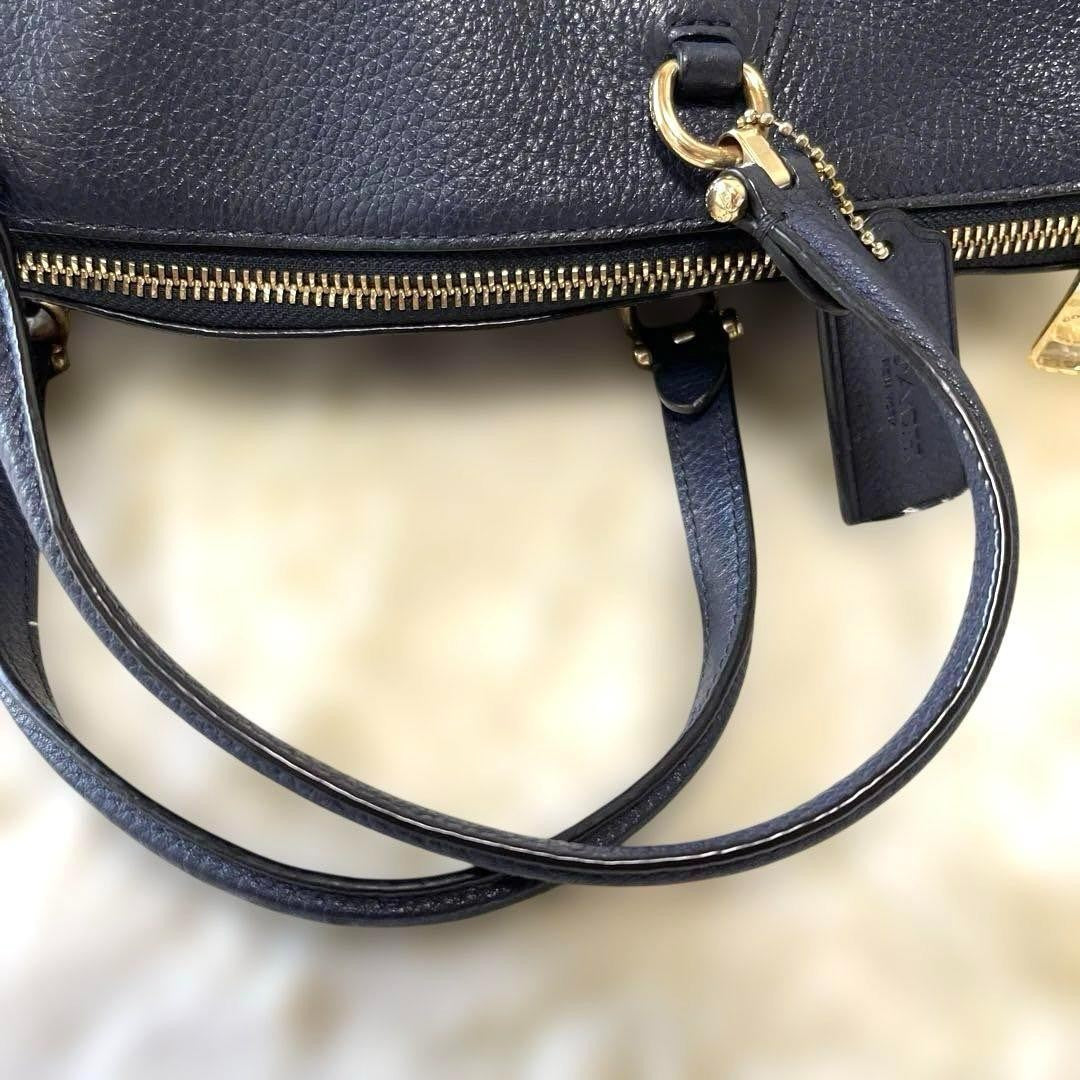 COACH Hand Shoulder Bag Tote Purse 2way 79997 Leather Dark Navy Authentic