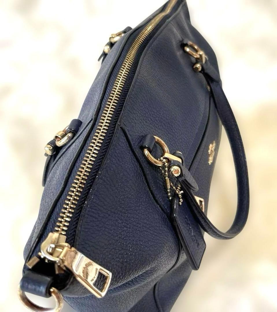 COACH Hand Shoulder Bag Tote Purse 2way 79997 Leather Dark Navy Authentic