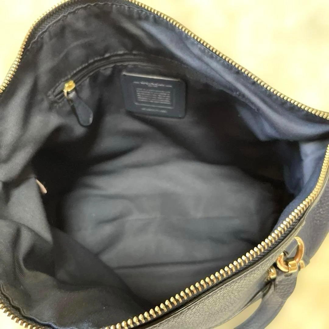 COACH Hand Shoulder Bag Tote Purse 2way 79997 Leather Dark Navy Authentic