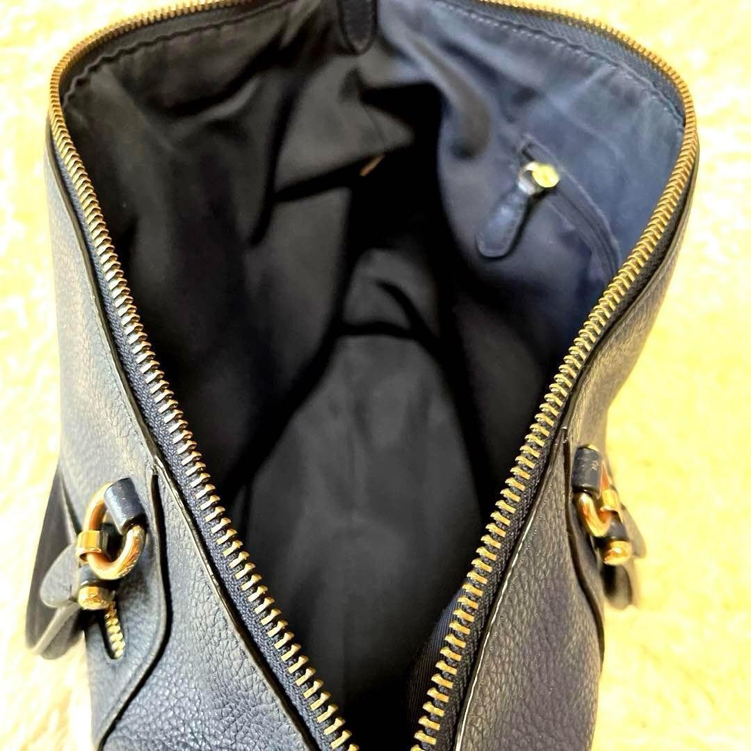 COACH Hand Shoulder Bag Tote Purse 2way 79997 Leather Dark Navy Authentic