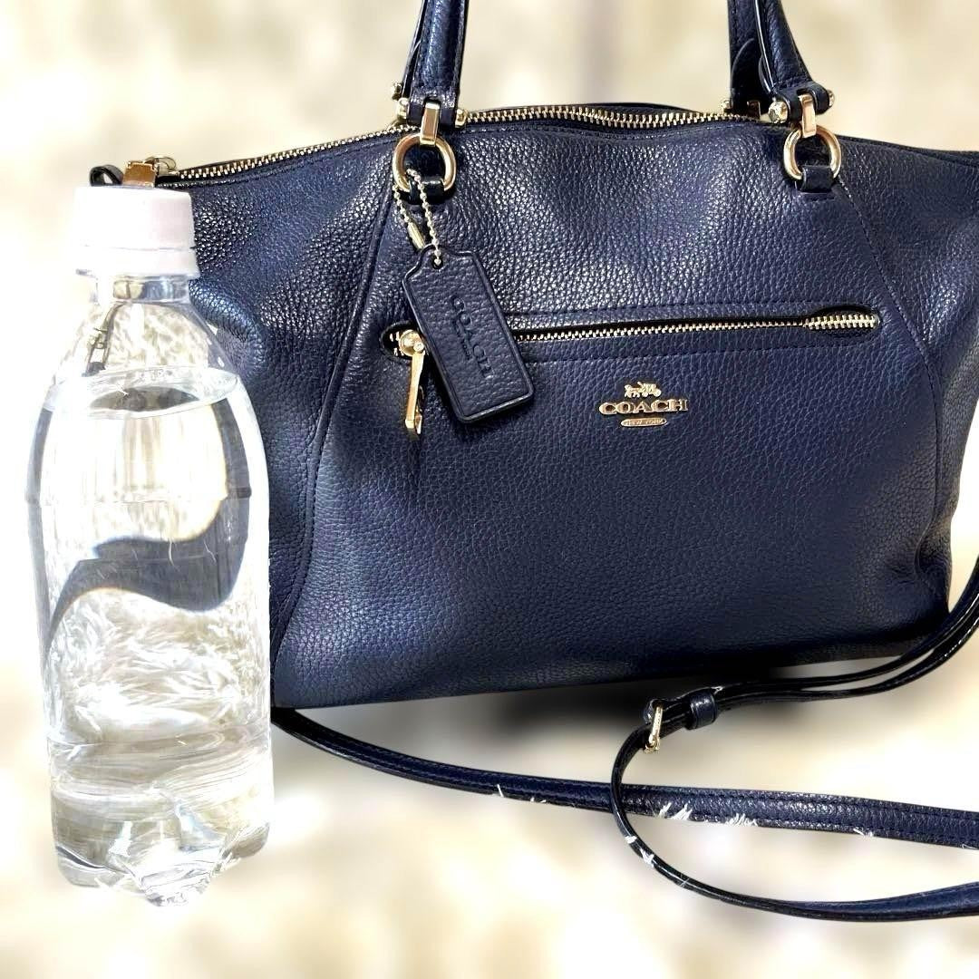 COACH Hand Shoulder Bag Tote Purse 2way 79997 Leather Dark Navy Authentic