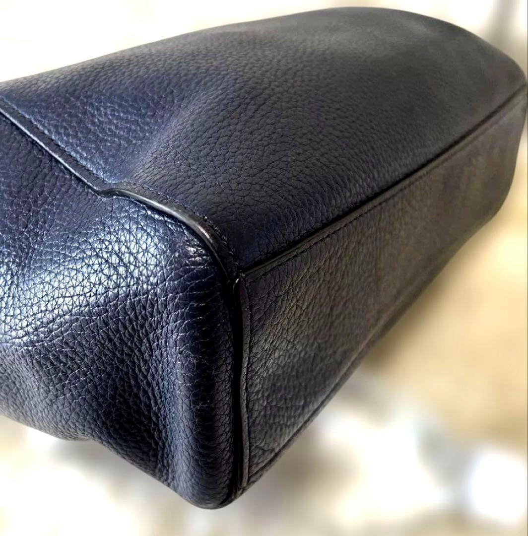 COACH Hand Shoulder Bag Tote Purse 2way 79997 Leather Dark Navy Authentic