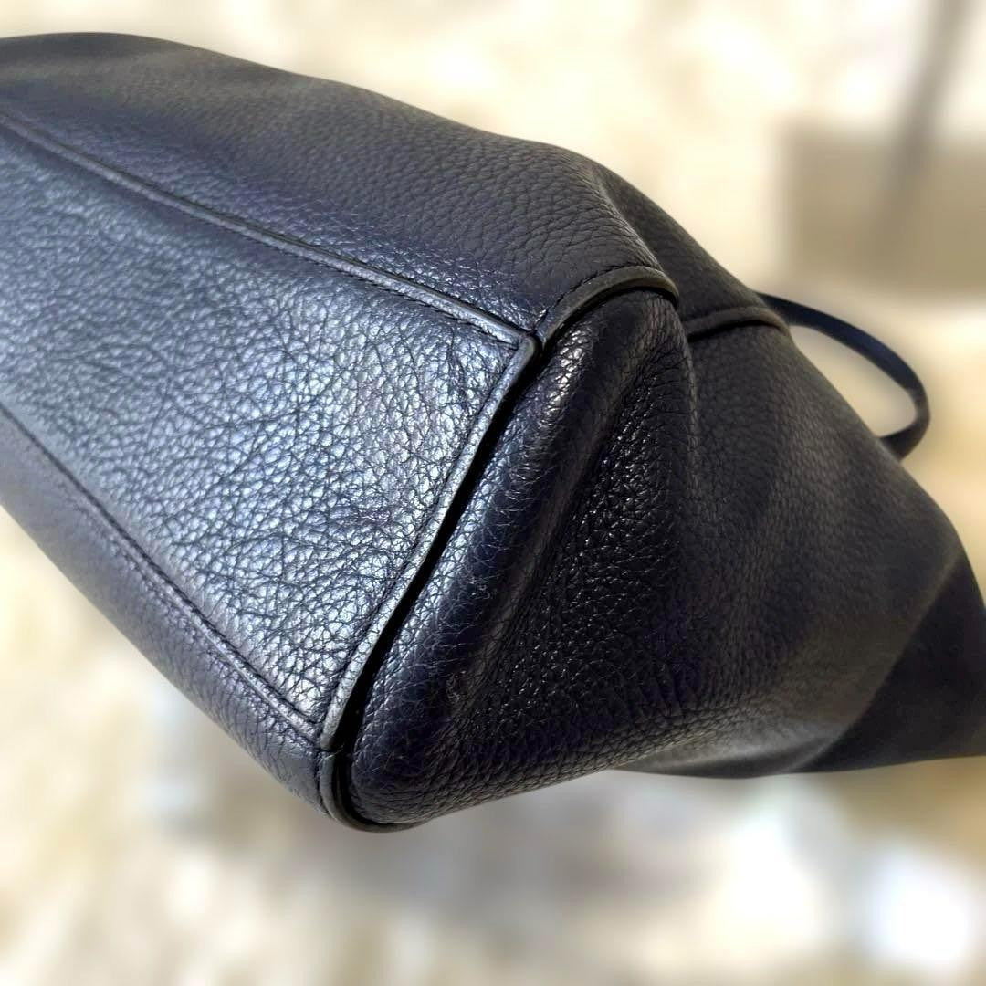 COACH Hand Shoulder Bag Tote Purse 2way 79997 Leather Dark Navy Authentic