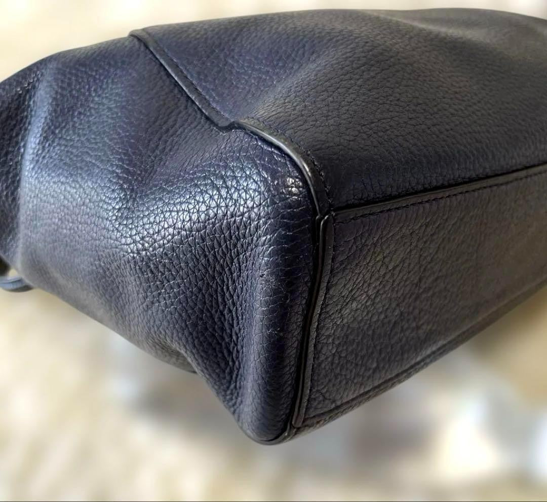 COACH Hand Shoulder Bag Tote Purse 2way 79997 Leather Dark Navy Authentic