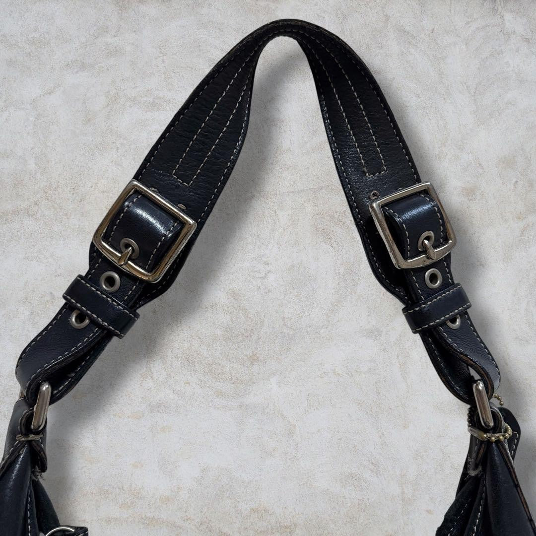 COACH Shoulder Bag Purse Soho Hobo Leather Black Authentic