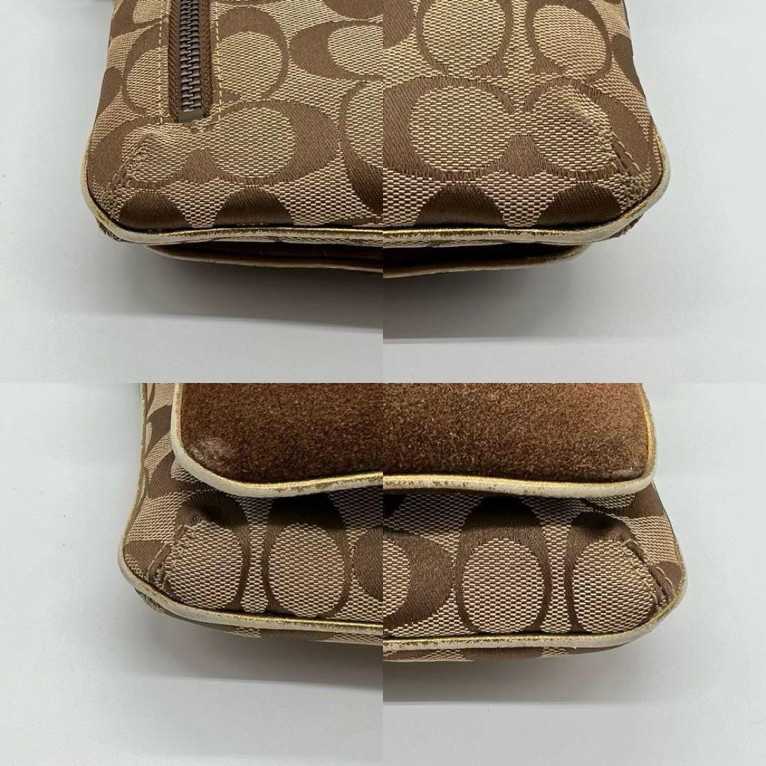 COACH Shoulder Bag Purse Signature Canvas Leather Brown Authentic