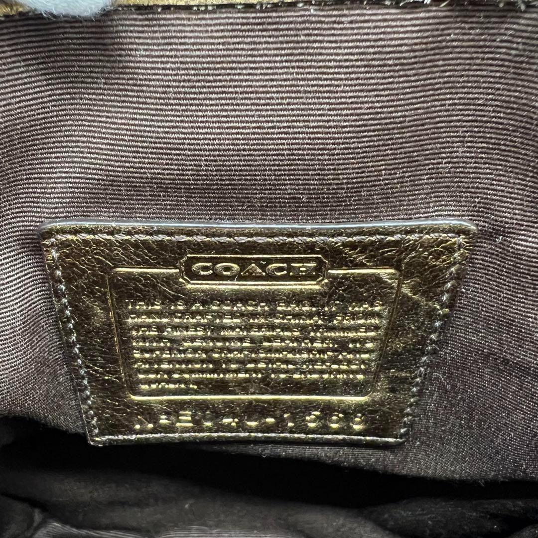 COACH Shoulder Bag Purse Signature Canvas Leather Brown Authentic
