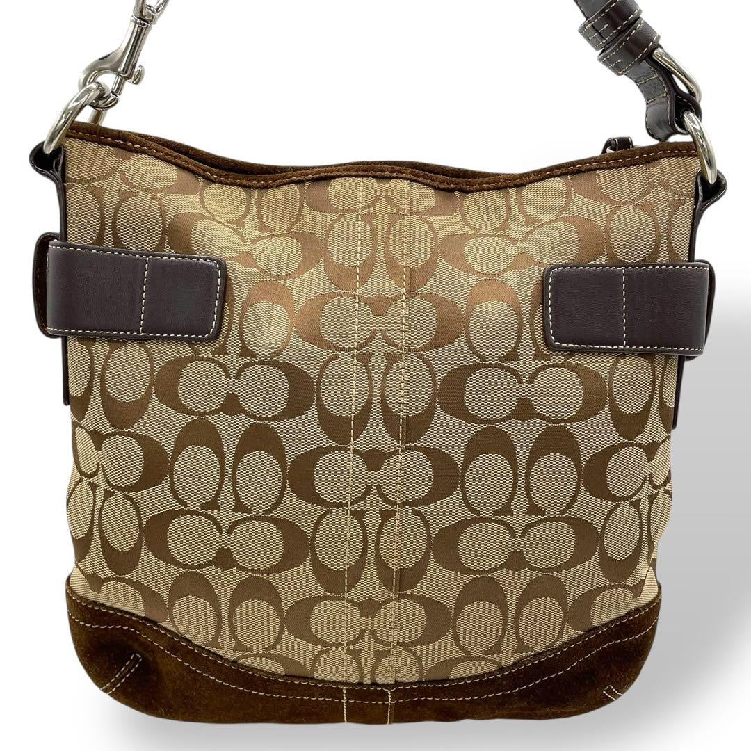 COACH Shoulder Bag Purse Signature Canvas Leather Brown Authentic