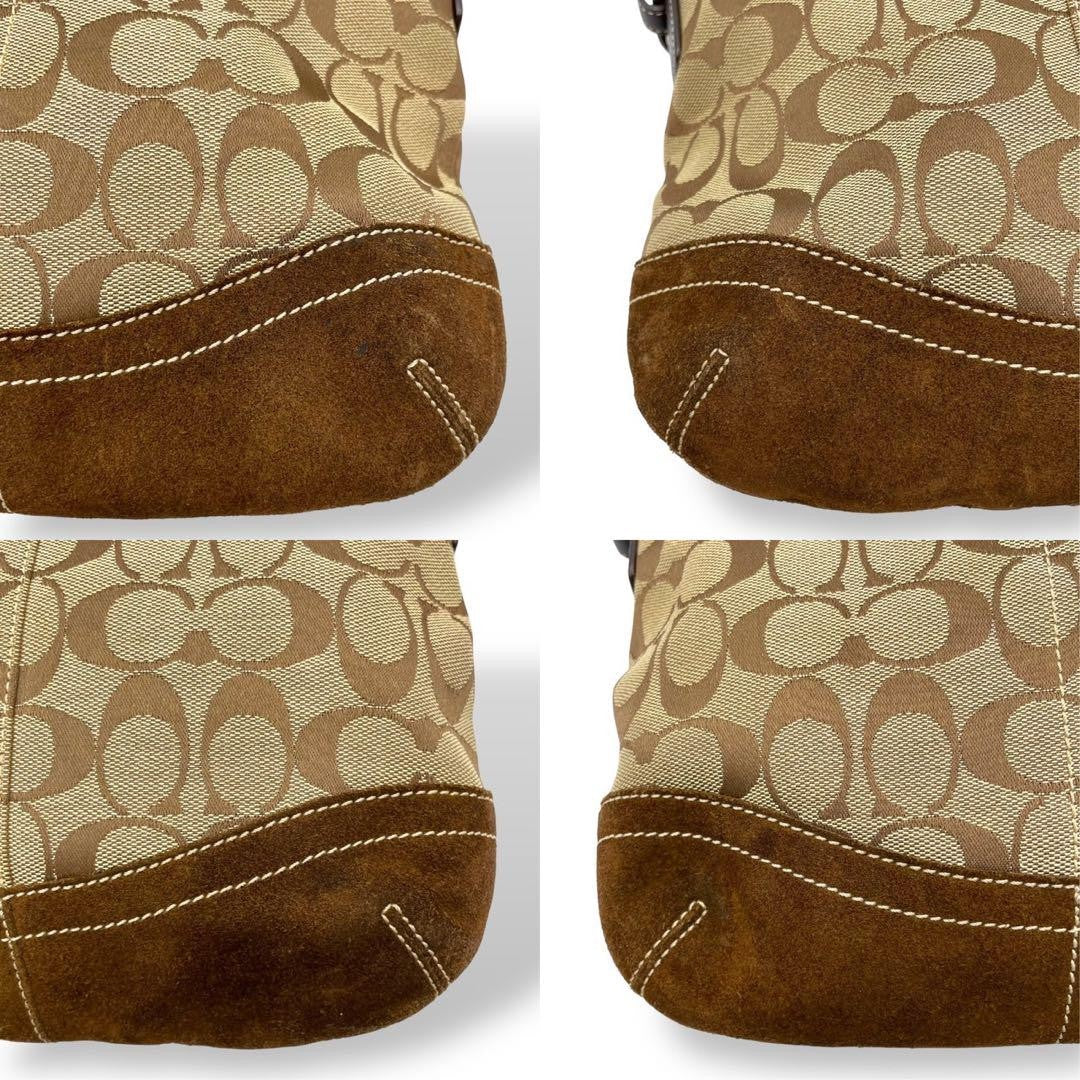 COACH Shoulder Bag Purse Signature Canvas Leather Brown Authentic